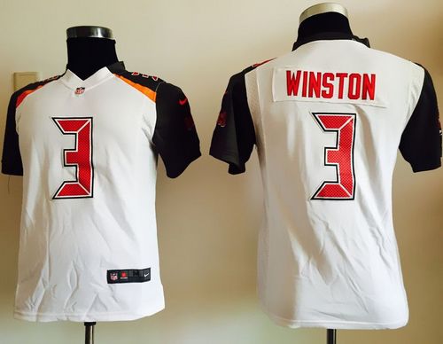 Nike Buccaneers #3 Jameis Winston White Youth Stitched NFL New Elite Jersey - Click Image to Close